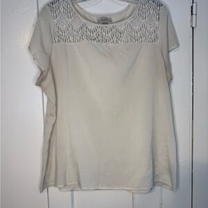 LOFT Ivory Lace Accent Blouse